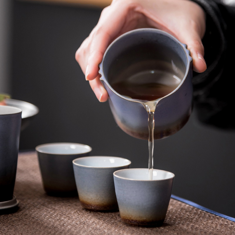 粗陶快克杯旅行茶具套装便携茶杯泡茶杯陶瓷泡茶壶便携一壶四杯-图1