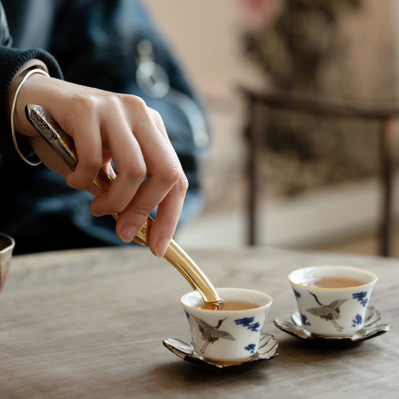 大马士革钢茶夹茶刀金属茶勺茶匙茶杯夹子翘茶器茶针茶具零配件
