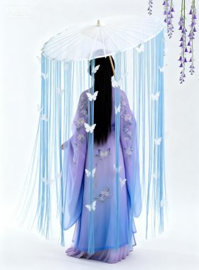 原创珠帘汉服羽毛lolita飘带唯美大气cos伞超仙重工配饰工艺伞