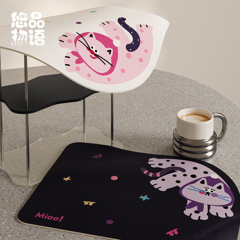 波点猫波普风厨房台面沥水垫吸水垫洗手台吧台垫碗盘隔热吸水餐垫,淘宝优惠券,粉丝福利购,淘宝优惠卷