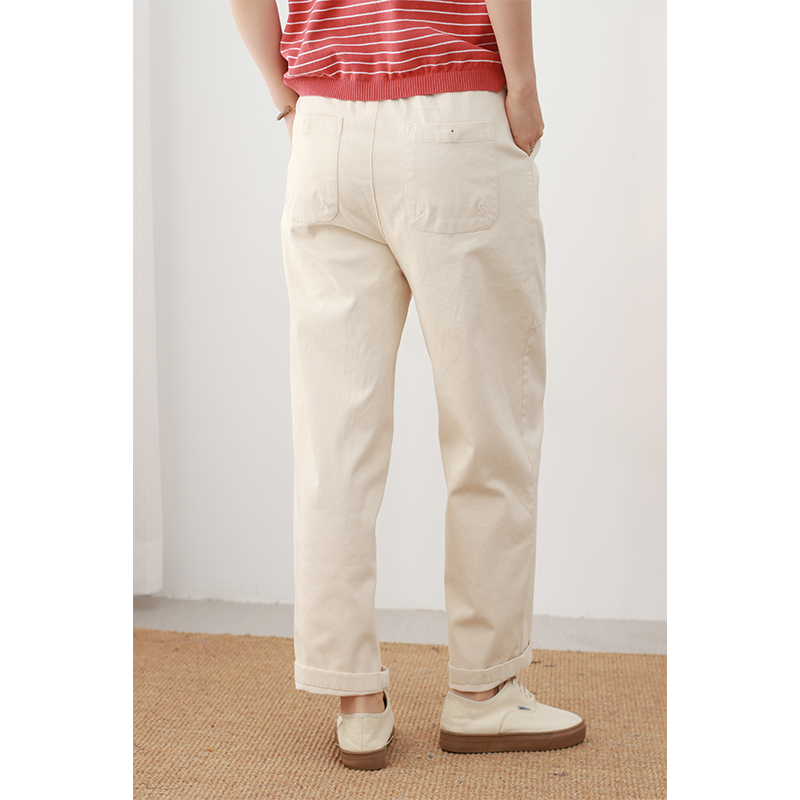 无色无味25年秋季新款棉质裤子百塔高腰显瘦休闲小直筒哈伦裤女裤 - 图3