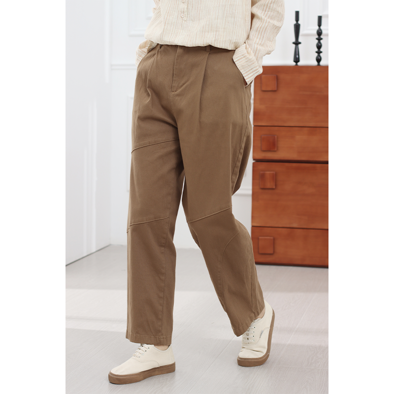 无色无味25年秋季新款棉质裤子百塔高腰显瘦休闲小直筒哈伦裤女裤 - 图0