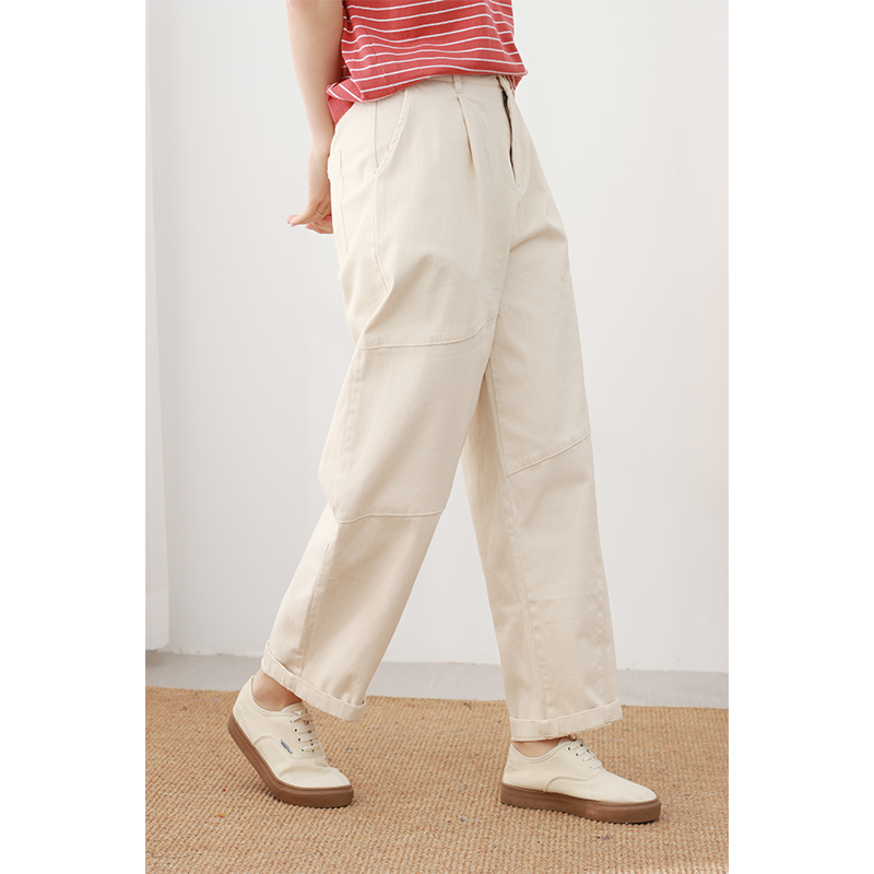 无色无味25年秋季新款棉质裤子百塔高腰显瘦休闲小直筒哈伦裤女裤 - 图2