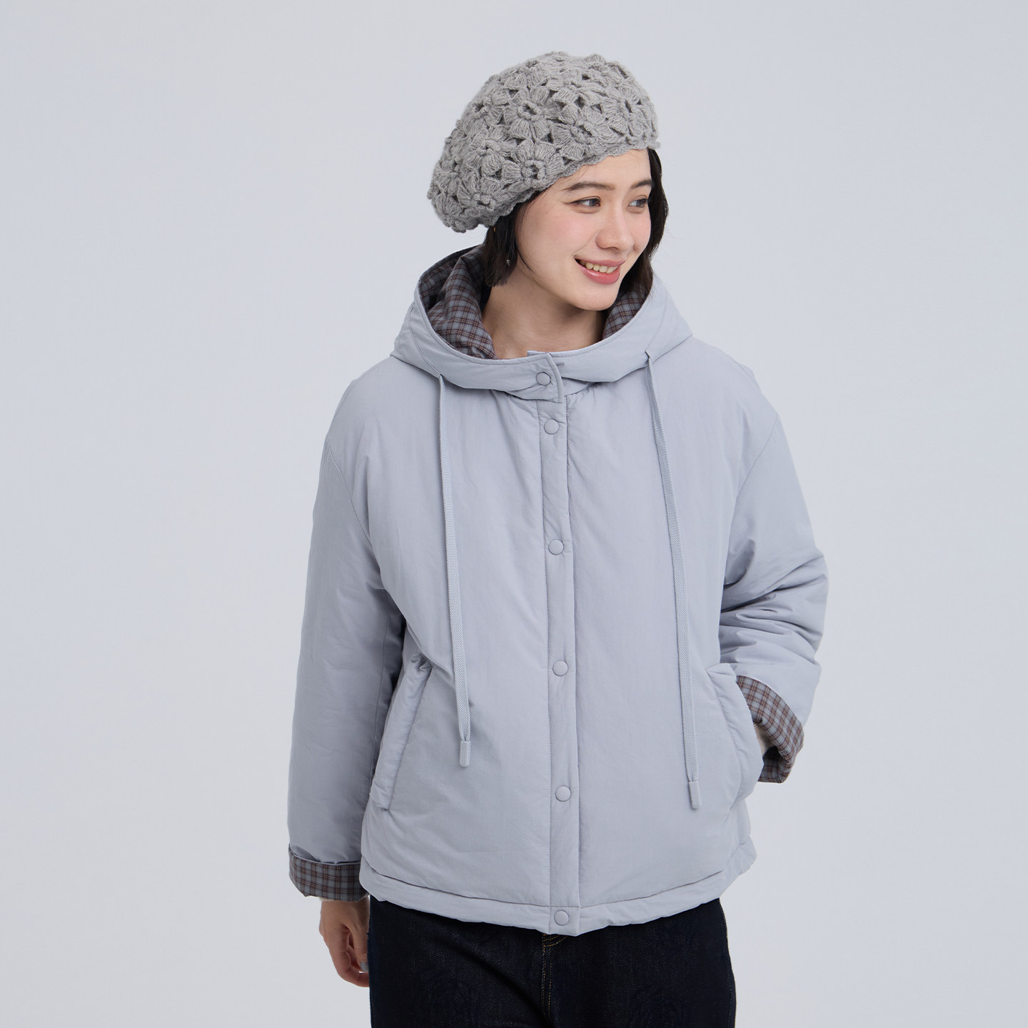 无色无味外套女装冬短款棉服新款休闲风棉衣格纹纯棉加厚女款棉袄,淘宝优惠券,粉丝福利购,淘宝优惠卷