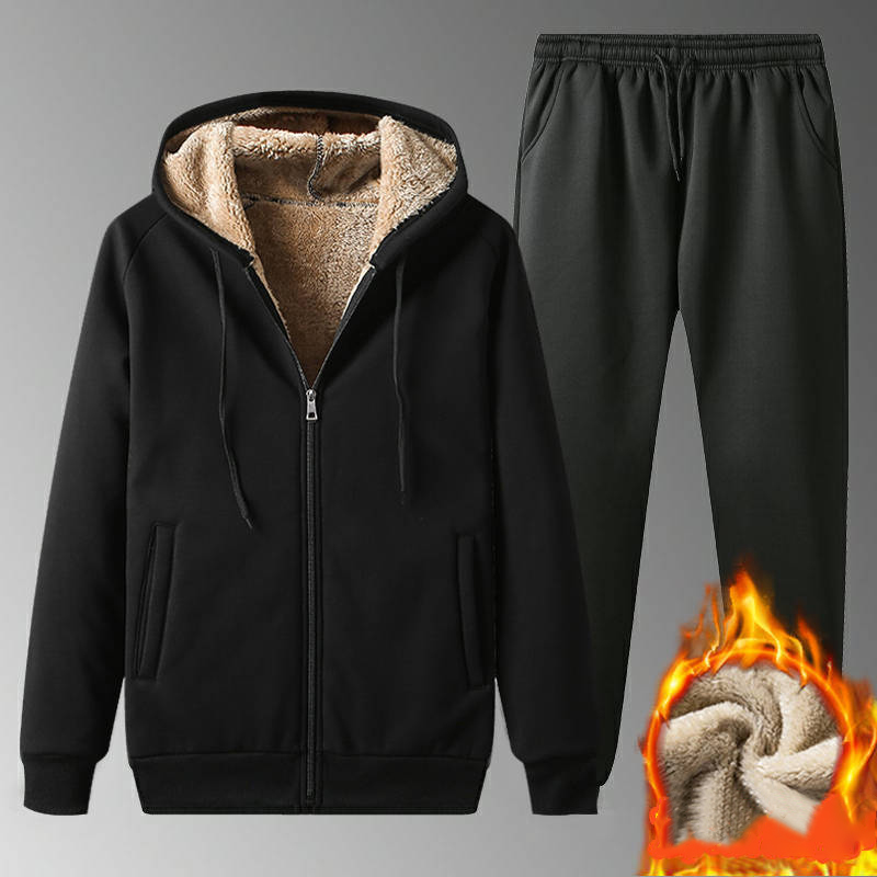 Men's fleece  thickened sports suit 时尚男士加绒加厚运动套装