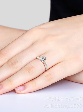 一克拉半壁江山时尚钻石戒指女满钻微镶指环开口锆石戒指