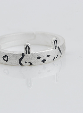 情侣对戒可爱卡通小猪和小兔