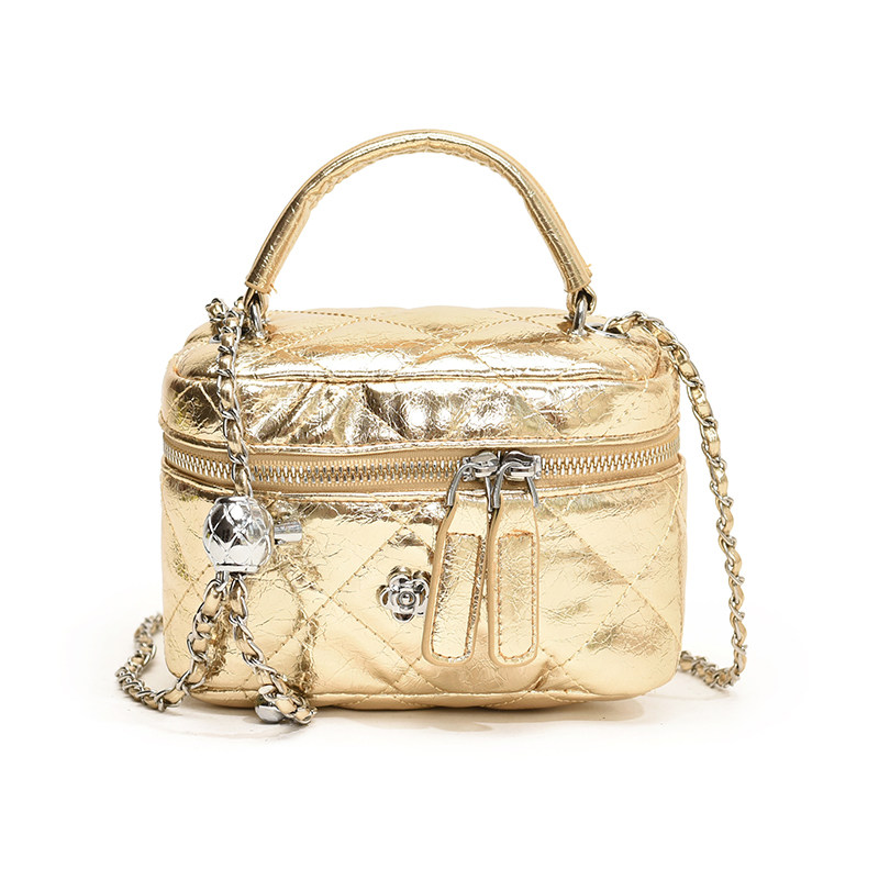 韩版金色小包包女2024新款菱格链条包高级感洋气斜挎包爆款小方包,淘宝优惠券,粉丝福利购,淘宝优惠卷