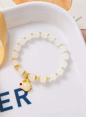 钱兔无量仿白玉兔手链