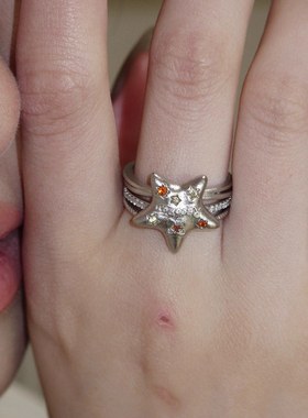 小众设计做旧个性满天星星戒指女简约百搭时尚上镜精致创意女配饰