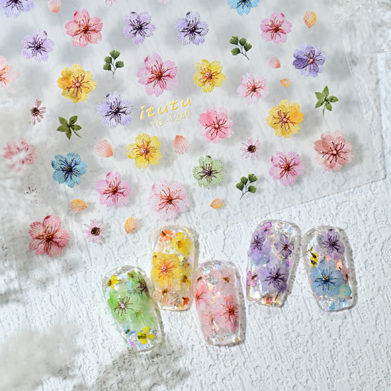 美甲超薄新款仿真彩色干花贴纸立体网红爆款小碎花指甲贴装饰饰品,淘宝优惠券,粉丝福利购,淘宝优惠卷