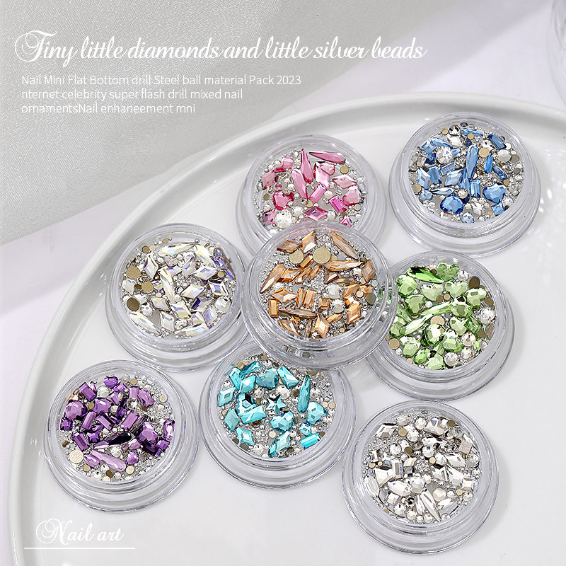 美甲网红爱心平底异形钻透色水滴钢珠银色幻彩色指甲饰品混装宝盒,淘宝优惠券,粉丝福利购,淘宝优惠卷