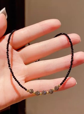 冷淡风ins气质黑色水晶项链