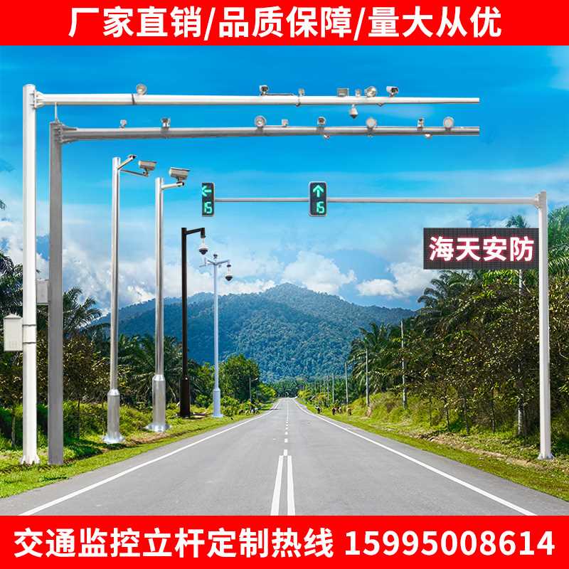 室外监控立杆3米3.5米4米4.5米5米6米小区公园枪机球机摄像机支架 - 图1