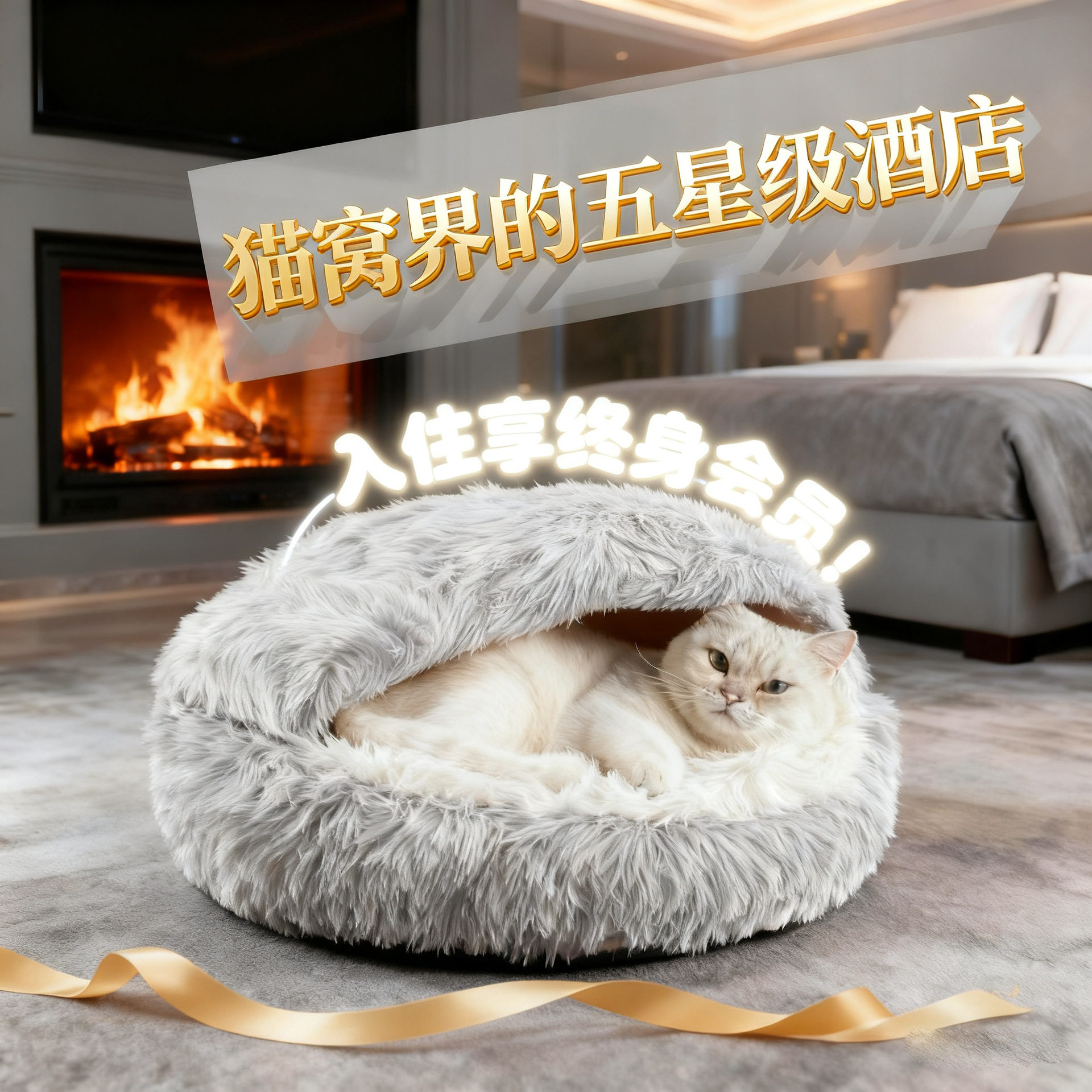 猫窝垫高通用新款超大狗垫大型犬狗窝防滑新式冬天式半封闭咪毛绒,淘宝优惠券,粉丝福利购,淘宝优惠卷