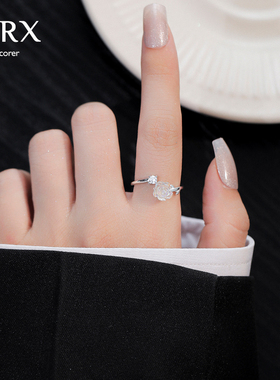 925纯银镶钻山茶花戒指女