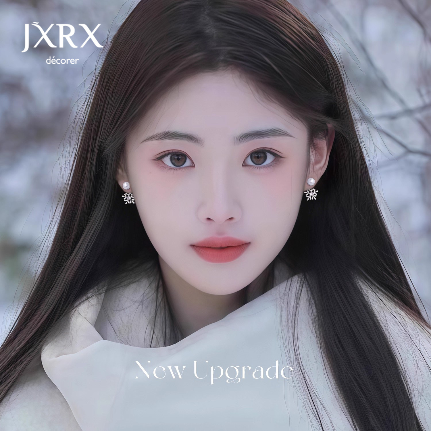 JXRX圣诞雪花珍珠耳钉女设计感小众耳环耳坠适合冬天的银针耳饰,淘宝优惠券,粉丝福利购,淘宝优惠卷