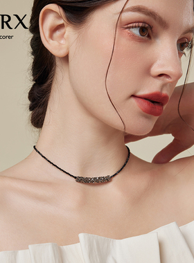 黑色水晶项链女高级感