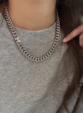 钛钢项链女款2025新款素链不掉色可水洗颈链锁骨链百搭叠戴古巴链