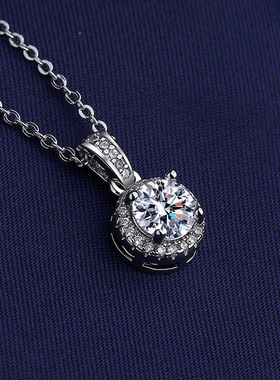 抖音直播供应链圆形镶满钻1克拉仿真莫桑石简约锁骨链吊坠项链女