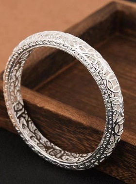 江铭镂空雕花钱币镀银手镯女款国潮复古风宫廷风时尚手环抖音直播