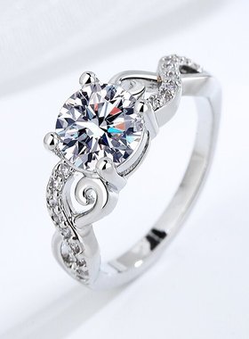 韩版热销一克拉交织的爱戒指缠绵永恒爱钻戒镶莫桑石四爪钻戒女士