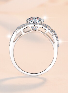 欧美热销莫桑石女戒指2克拉椭圆GRA指环跨境直供s925纯银珠宝