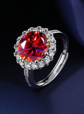 韩版新太阳花豪镶满钻女戒指活口设计4克拉心花怒放抖音直播同款