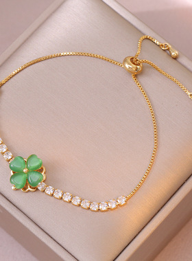 项链女抖音网红同款套装系列跨境旋转四叶花耳钉简约时尚旋转饰品