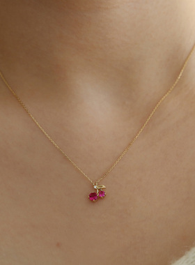 日系S925纯银项链超甜小樱桃轻奢吊坠创意可爱少女风个性锁骨链女