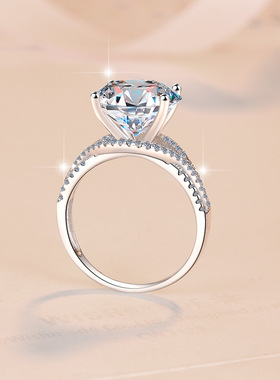 欧美热销ins莫桑石女戒指5克拉轻奢夸张s925纯银指环现货跨境货源