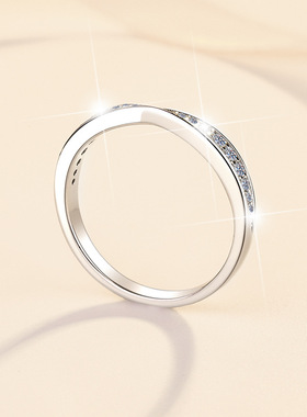 925纯银戒指莫桑石指环仿真镀pt950金送女友结婚介子跨境镀金