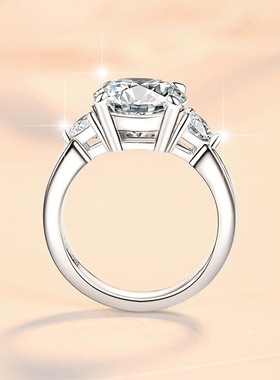 欧美热销大克拉莫桑石女戒指心形手饰品厂家s925纯银指环现货