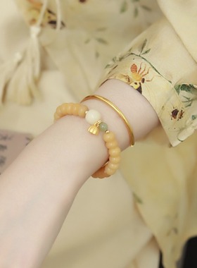 绘山雨天然风化菩提手链女款新中式国风手串学生汉服配饰