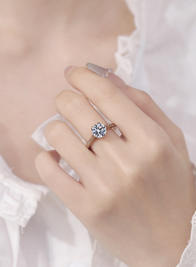 直播热销轻奢风2克拉铜镀18K金指环镶嵌石榴红锆石个性网红戒指女