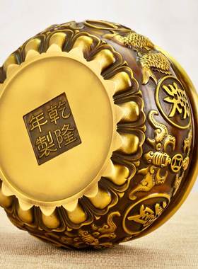 纯铜聚宝盆黄铜香炉聚财米缸存钱罐摆件店铺家用客厅玄关装饰礼品