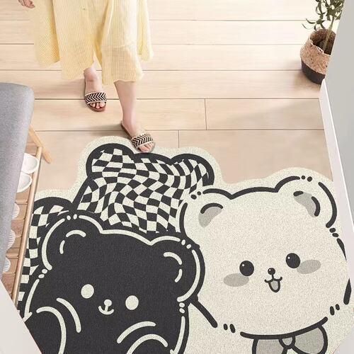 卡通丝圈入户门地垫进门除尘蹭土脚垫门口防滑耐脏可裁剪pvc地毯 - 图1
