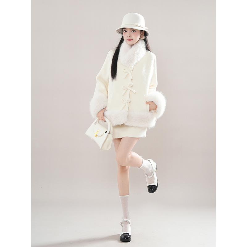 矜贵千金 冬日韩剧氛围感穿搭气质毛毛外套温柔半裙显瘦甜美套装 - 图2