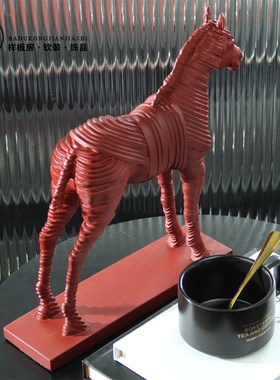 简约现代客c厅茶几电视柜书房隔断玄关动物马软装饰品装饰摆件