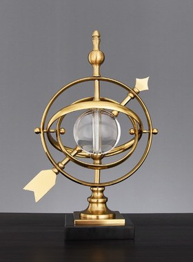 北欧创意个性地球仪沙漏计时器轻奢高档创意桌面摆件客厅电视柜