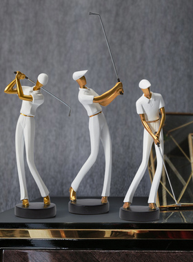 北欧摆件创意抽象简约男人人物雕刻高尔夫雕塑艺术品家居酒柜软装