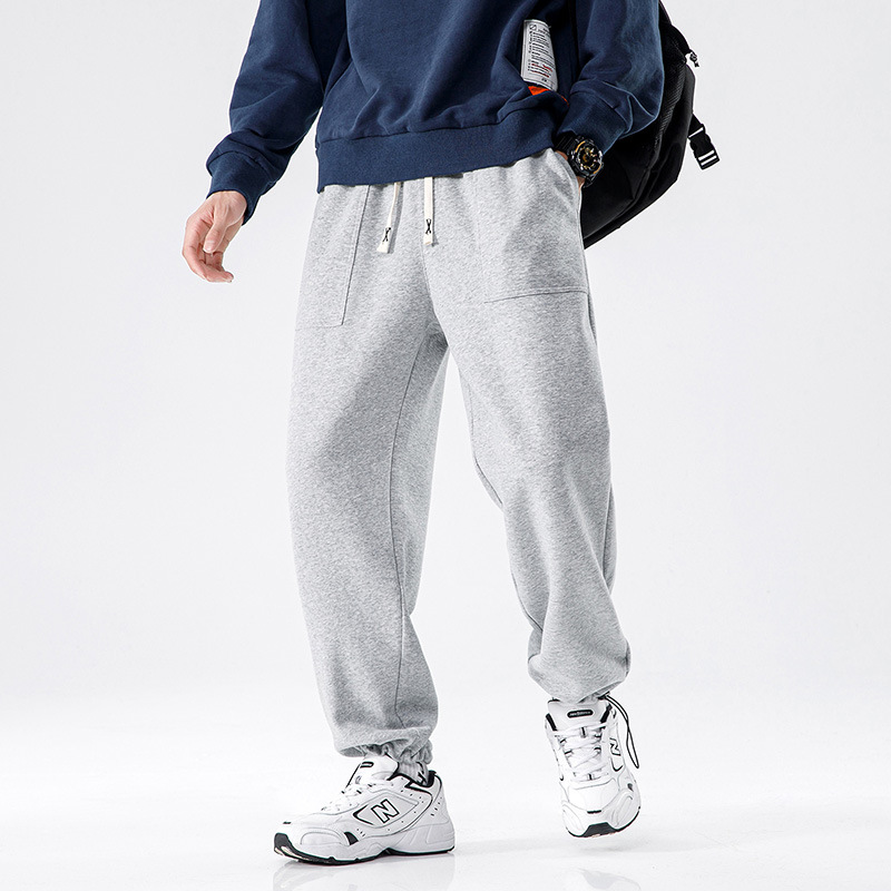 Japanese stitching drawstring sweatpants日系拼接抽绳运动裤男 - 图1