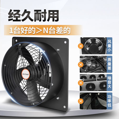 方形外转子排风扇工业强力厨房抽油烟抽风机低噪音轴流风机220v - 图2