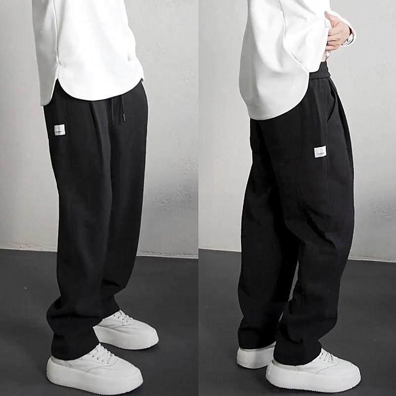 冬季加绒加厚垂感直筒休闲裤男士痞帅高级简约纯色百搭宽松哈伦裤,淘宝优惠券,粉丝福利购,淘宝优惠卷