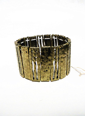 730欧美复古重工中古vintage做旧银色拼色弹力手链石头孤品项链女