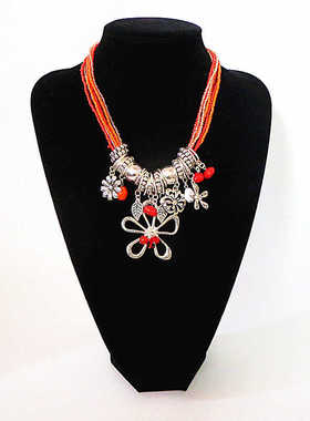 设计感鸢尾花项链欧美复古银女