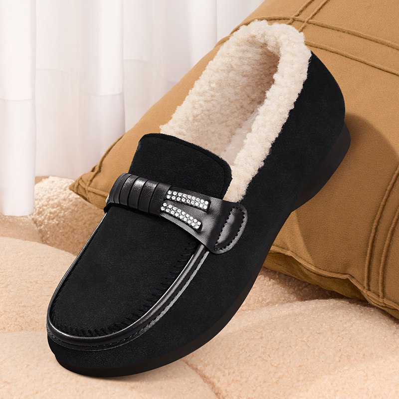 老北京布鞋女冬加绒2025新款棉鞋一脚蹬平底豆豆鞋保暖妈妈毛毛鞋,淘宝优惠券,粉丝福利购,淘宝优惠卷