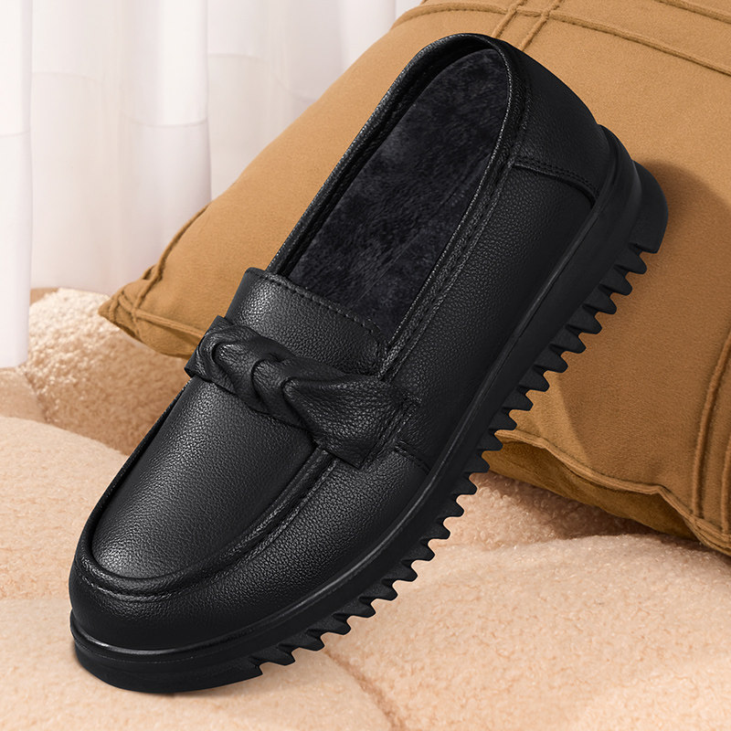 肯德基防滑工作鞋女皮鞋保暖冬季加绒厨房上班餐饮防水黑色妈妈鞋,淘宝优惠券,粉丝福利购,淘宝优惠卷