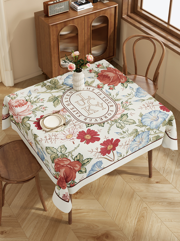 美式方桌布棉麻正方形餐桌布家用四方桌茶几布氛围感装饰台布布艺-图0
