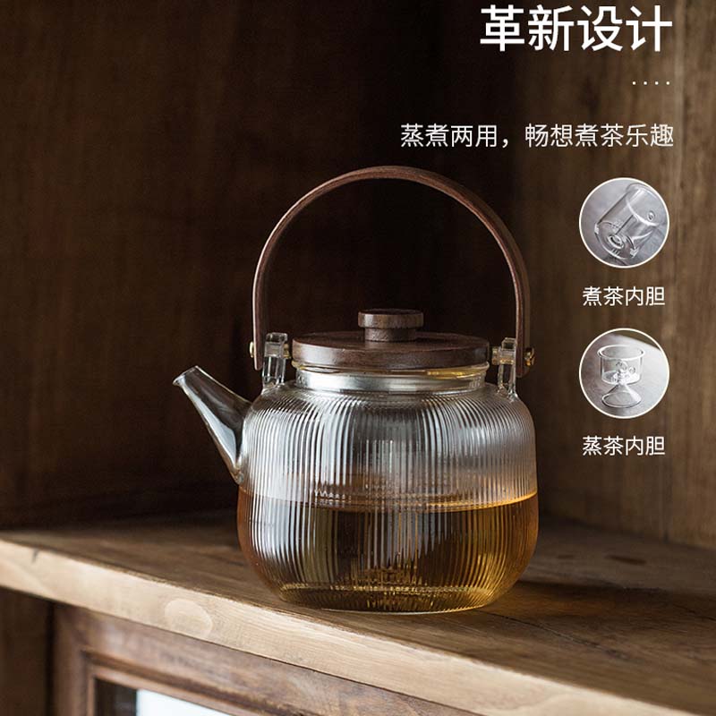 玻璃蒸煮茶壶一体内胆大容量煮茶器烧水壶日式电陶炉套装功夫茶具